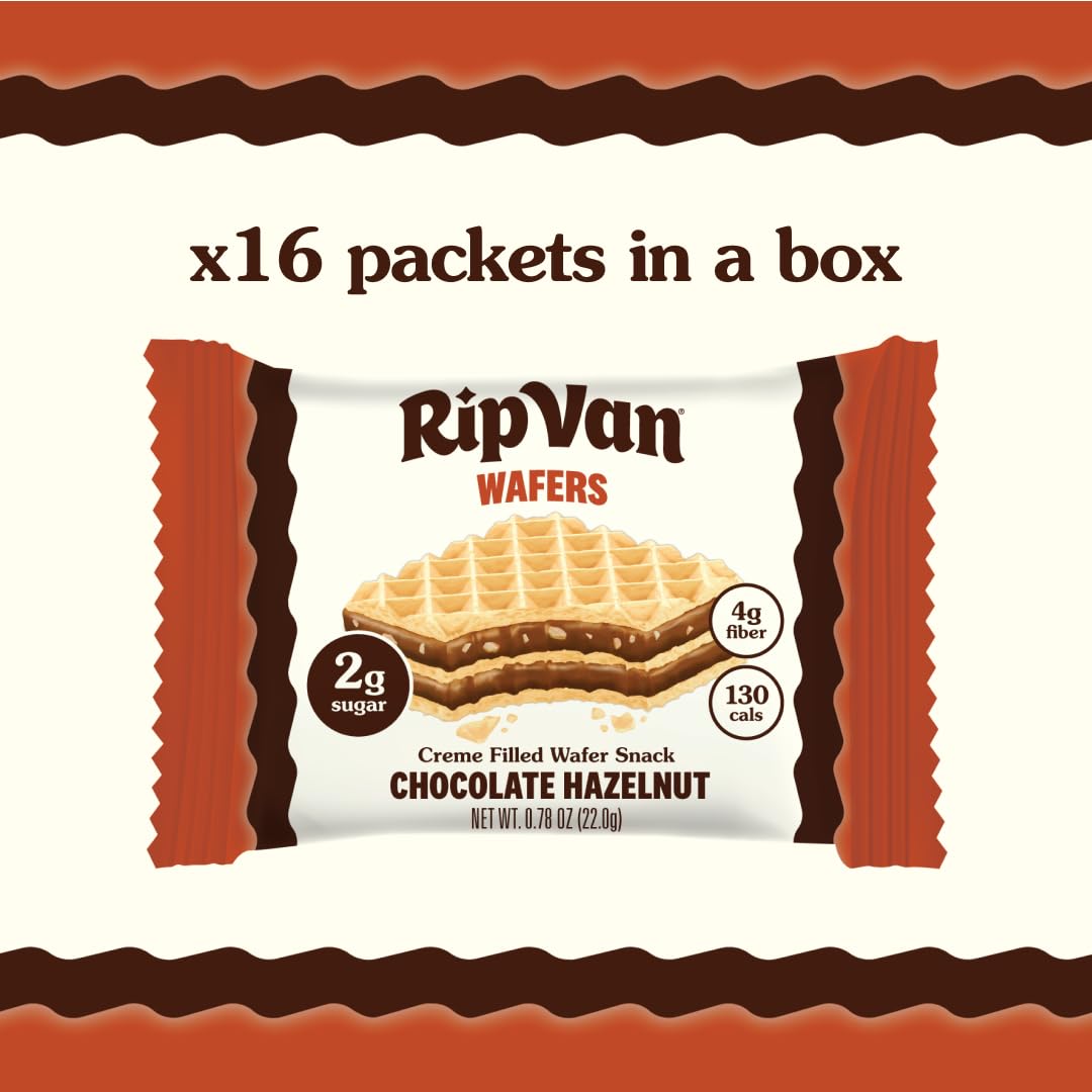 Rip Van Chocolate Hazelnut Wafer Cookies, 16 Count, Individually Wrapped
