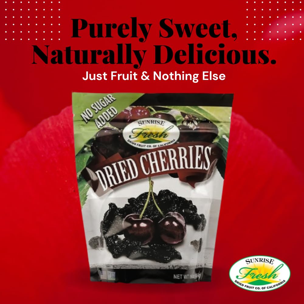 Sunrise Fresh Dried Sweet Cherries, 1 lb Bag, Unsweetened, No Sugar Added