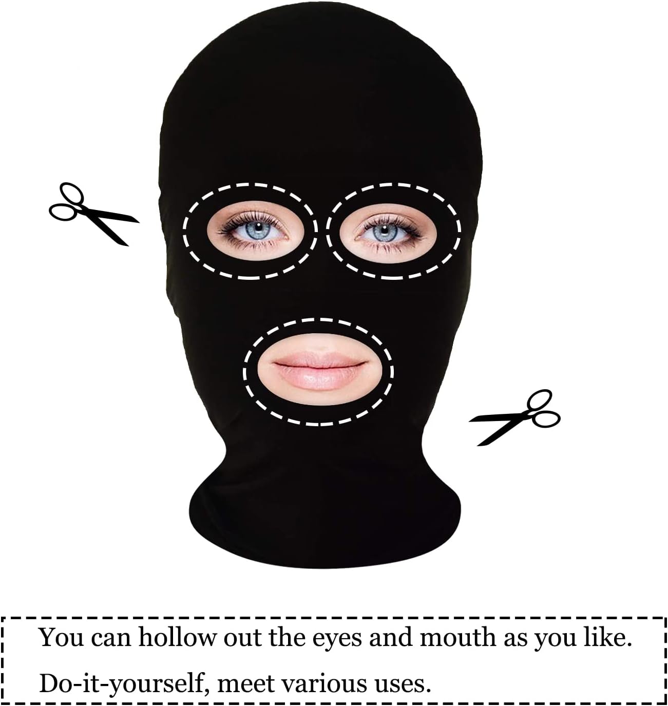 Homelex 2 Pieces Full Face Mask, Unisex BW 2nd Skin Spandex Halloween Hood