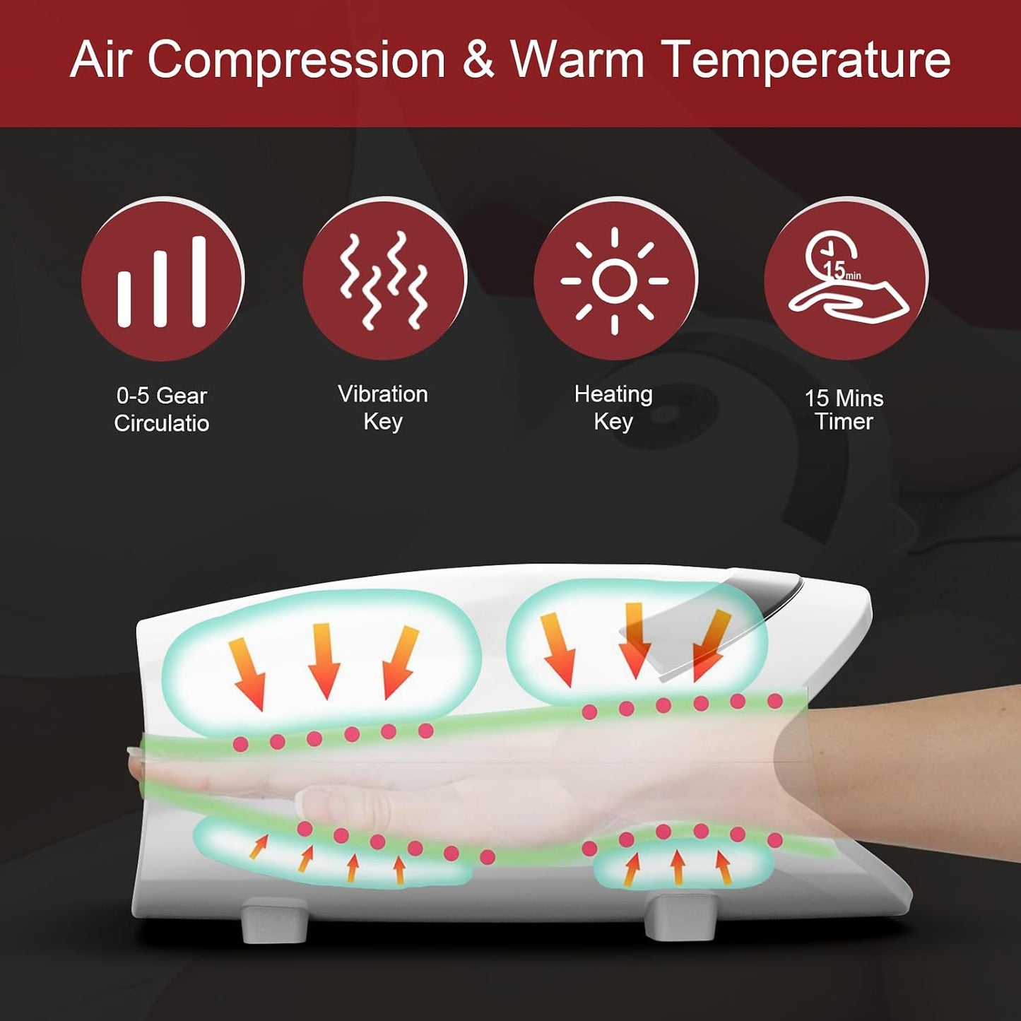 Xllent Hand Massager with Compression and Heating for Arthritis Relief