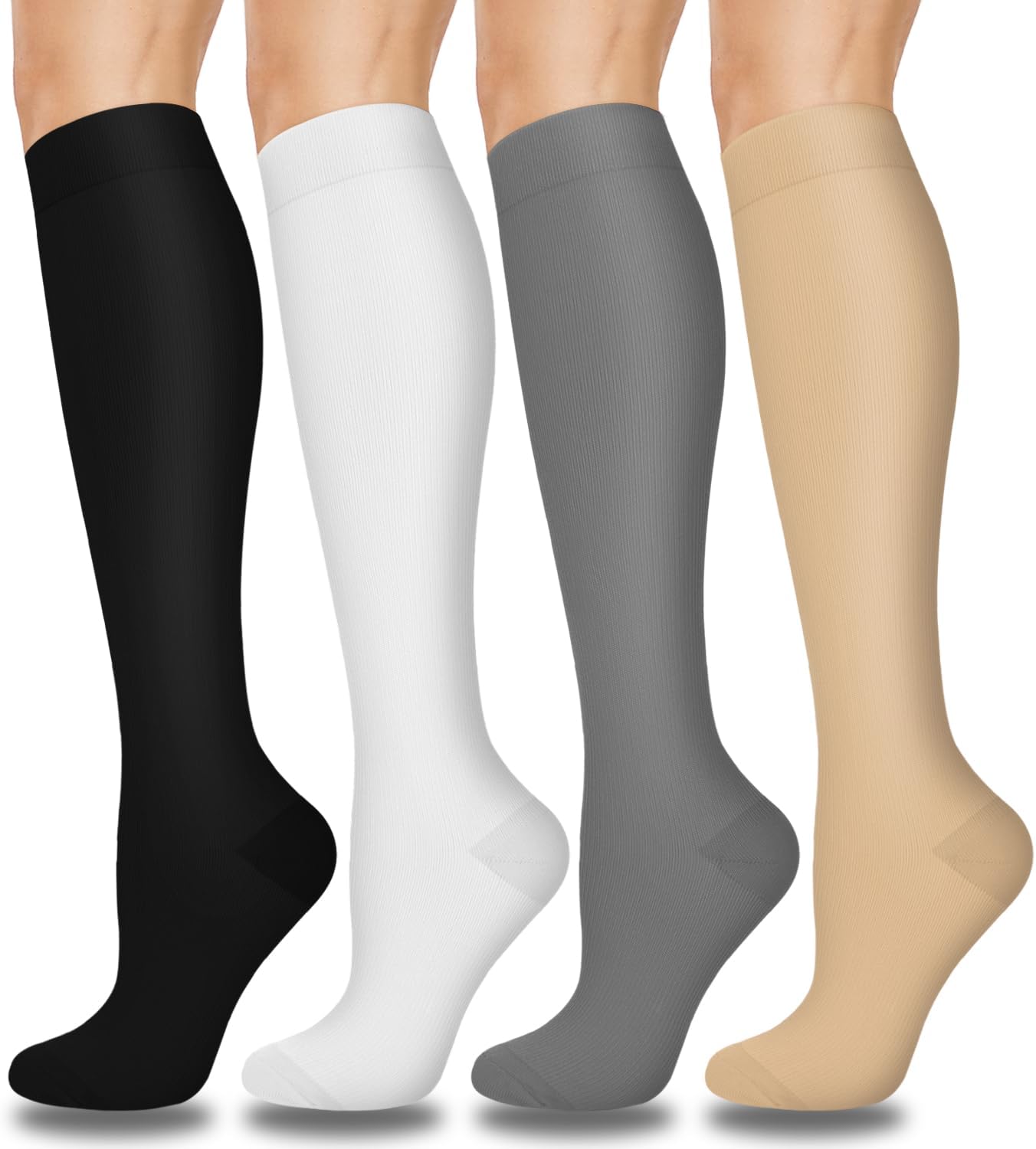 Aoliks Compression Socks for Women and Men, 4 Pairs, Gradient Compression