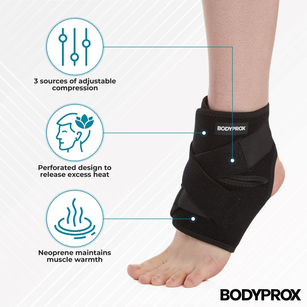 Bodyprox Ankle Support Brace, Breathable Neoprene Sleeve, Adjustable Wrap