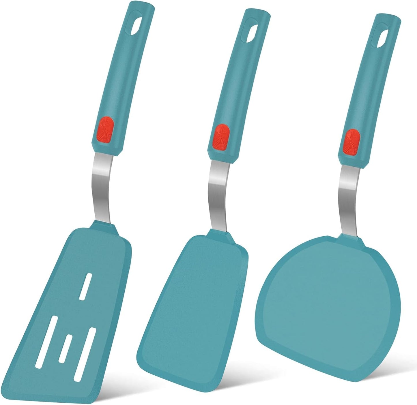 Beijiyi Silicone Spatula Turner Set of 3, 600°F Heat Resistant, BPA Free | Flexible Spatulas for Nonstick Cookware, Cooking, Flipping, Egg & Pancake, Non Scratch Kitchen Utensils, Dishwasher Safe