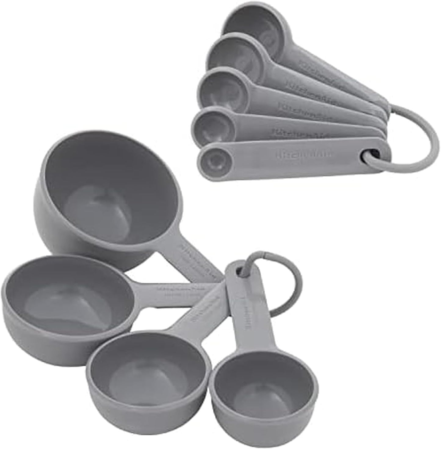KitchenAid Universal Easy To Read Measuring Cup and Spoon Set with Soft Grip Handle for Maximum Control, Hang Hole and Nesting For Easy Storage, Dishwasher Safe, 9 Piece, Pistachio