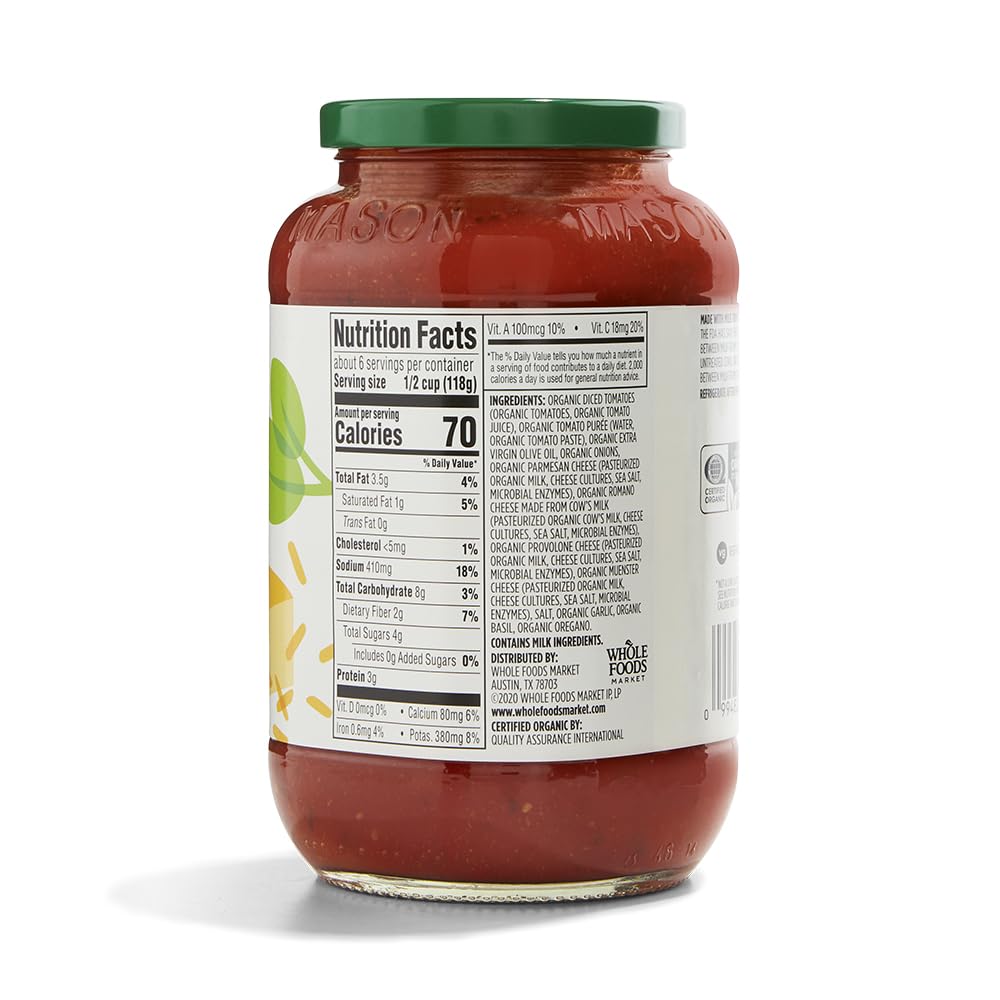 365 by Whole Foods Market Organic 4 Cheese Pasta Sauce, 25 Oz