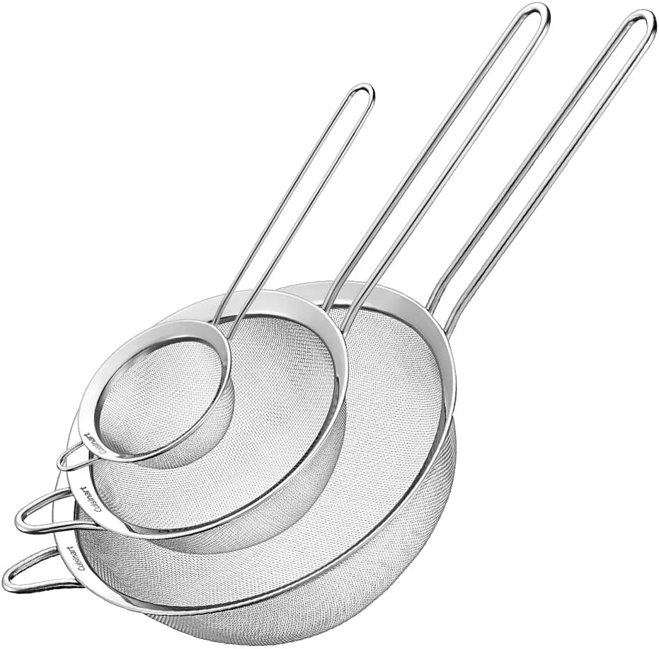 Cuisinart Mesh Strainers, Stainless Steel, Dishwasher Safe, 3-Count | CTG-00-3MS, fine mesh kitchen strainers in 3 sizes, can be used as a pasta strainer, rice strainer, spaghetti strainer