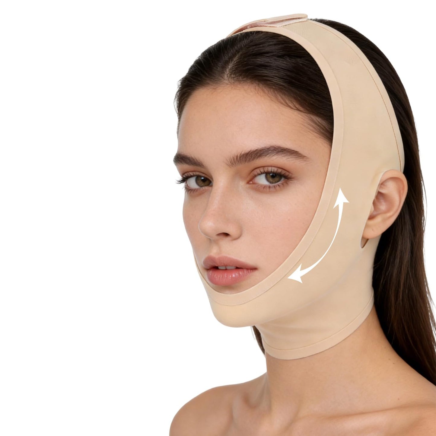 Collagen Face Sculpt Wrap, Beige, Reusable and Washable for Jawline Sculpting