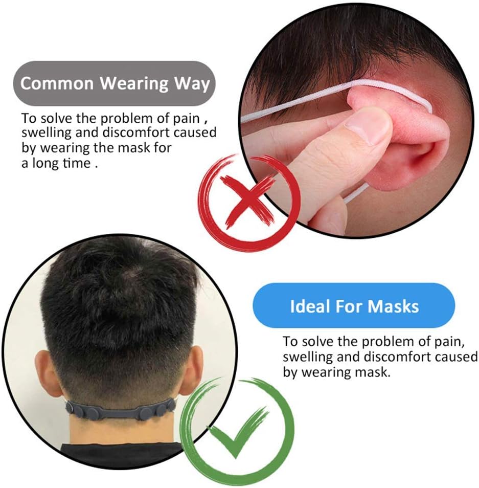 4 PCS Black Extended Silicone Bands Anti-Tightening Strap for Masks