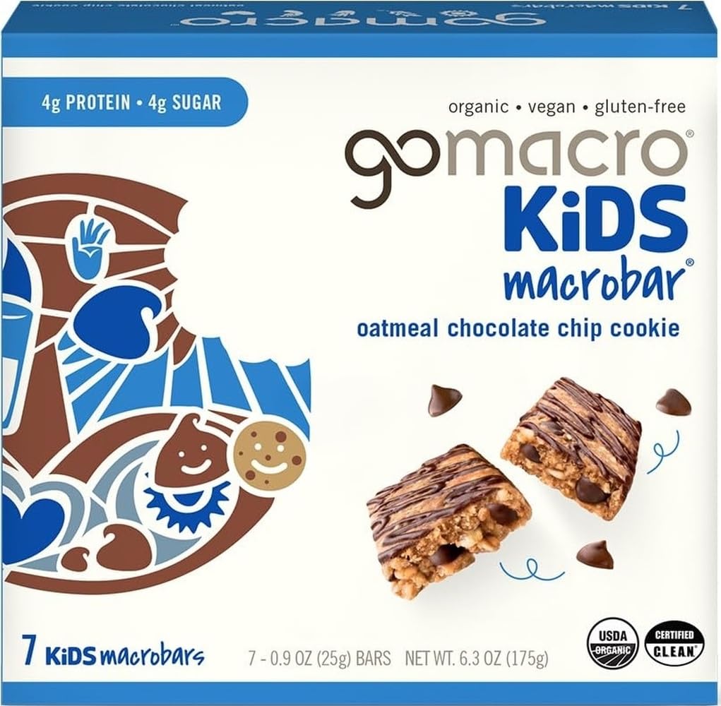 Gomacro Organic Kids Oatmeal Chocolate Chip Cookie Bars 7 Count 6.3 Ounce