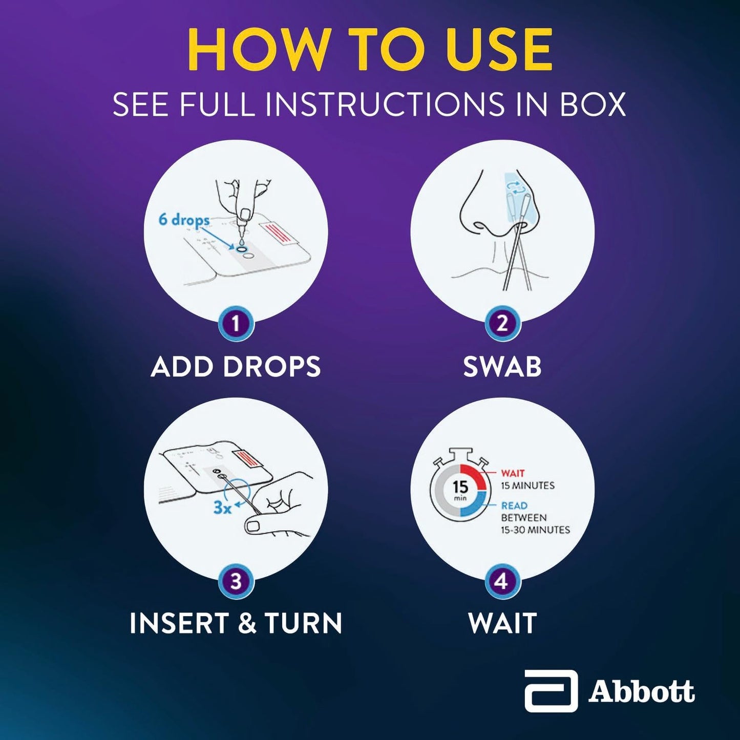 BinaxNOW COVID-19 Antigen Self Test Kit, 1 Pack, 4 Tests, 15-Minute Results
