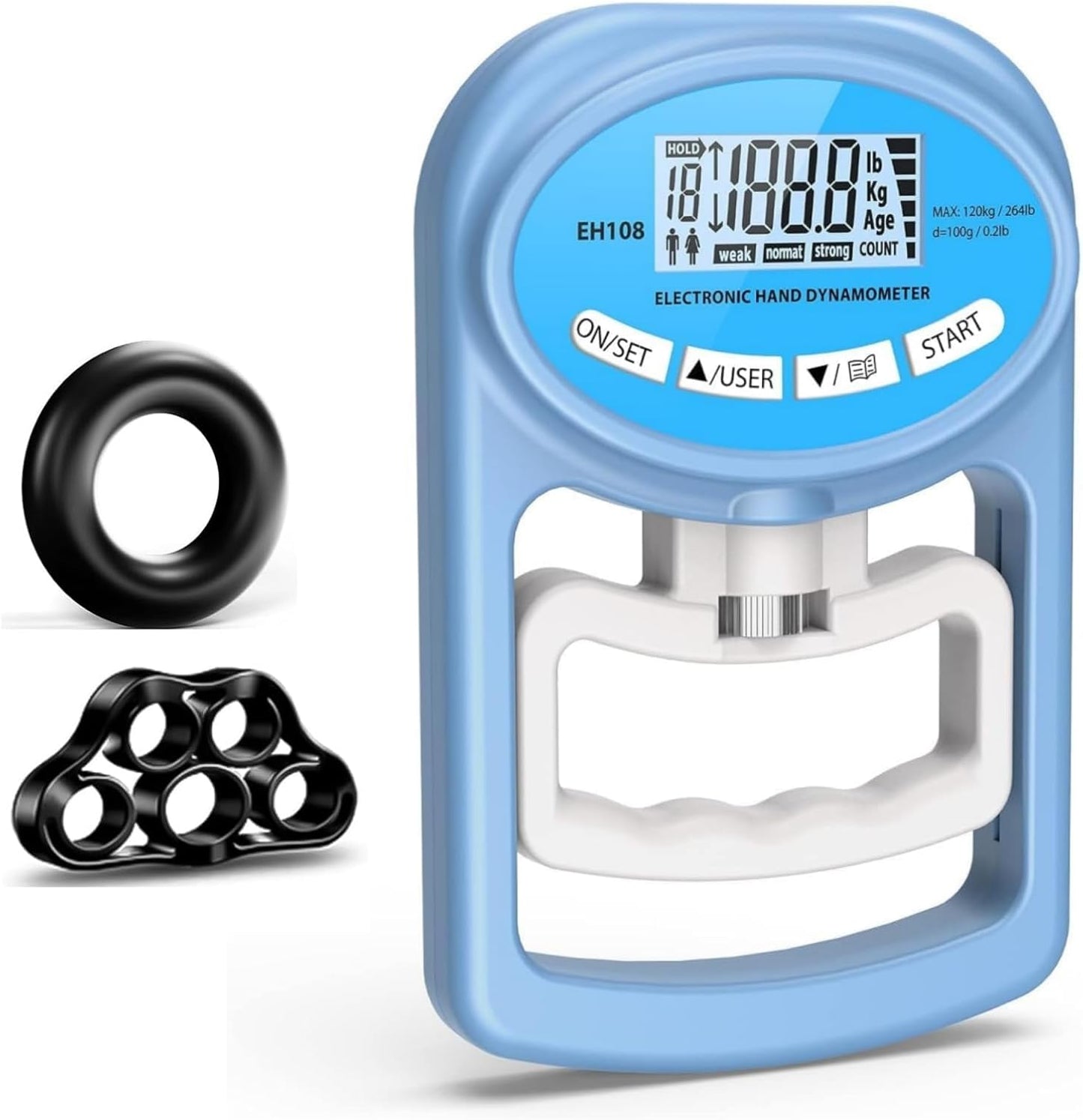 Hand Grip Strength Tester - Digital Grip Strengthener for Sports, Home, School