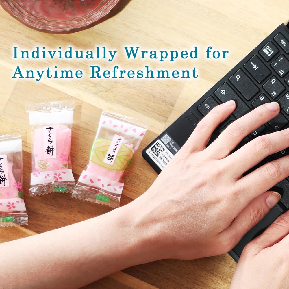 Traditional Japanese Sakura Mochi Candy, Cherry Blossom Rice Cakes, Soft & Chewy, Individually Wrapped