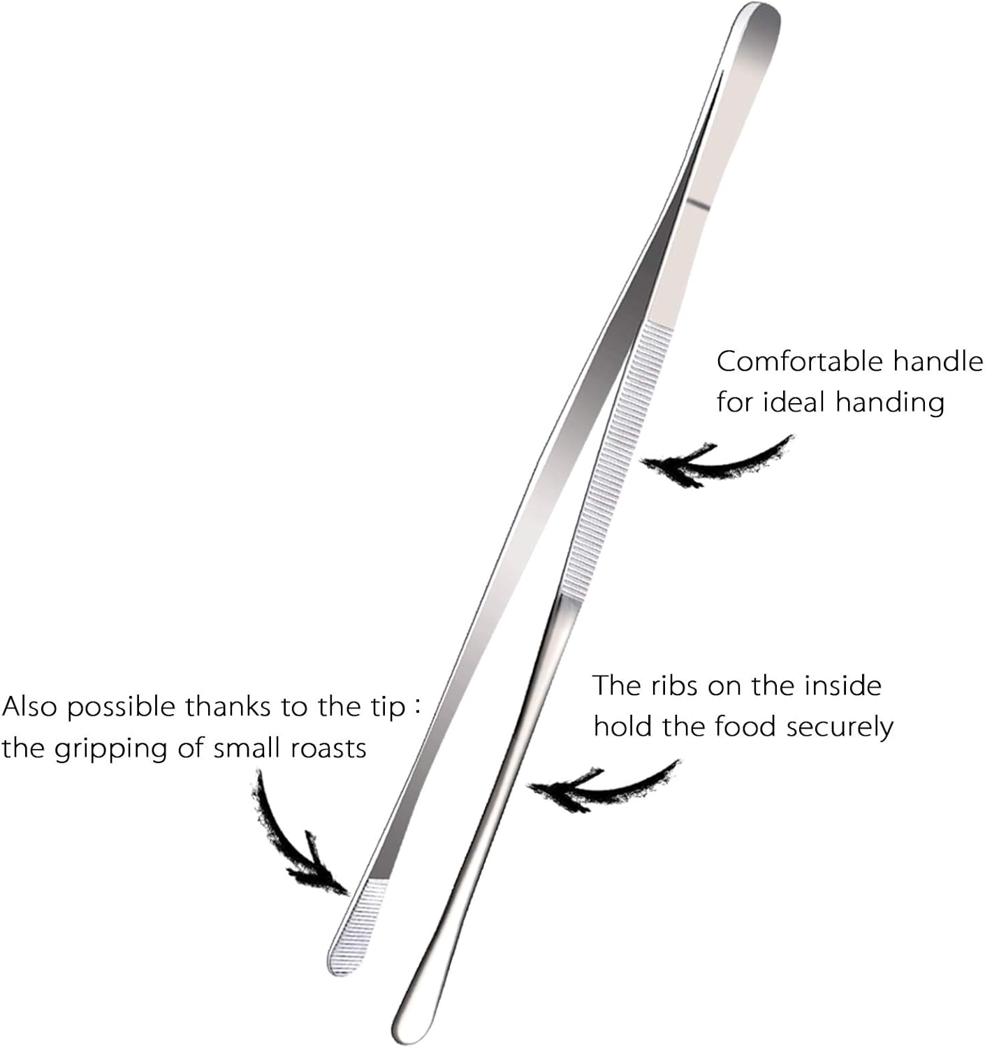 2 Pcs 12-Inch Fine Tweezer Tongs,Extra-Long Stainless Steel Tweezers Tongs