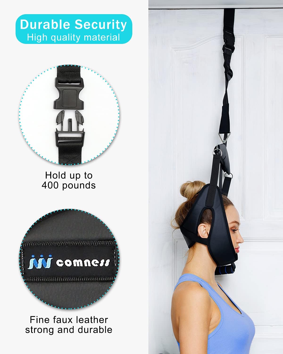comness cervical neck traction device over door for home use portable neck stretcher