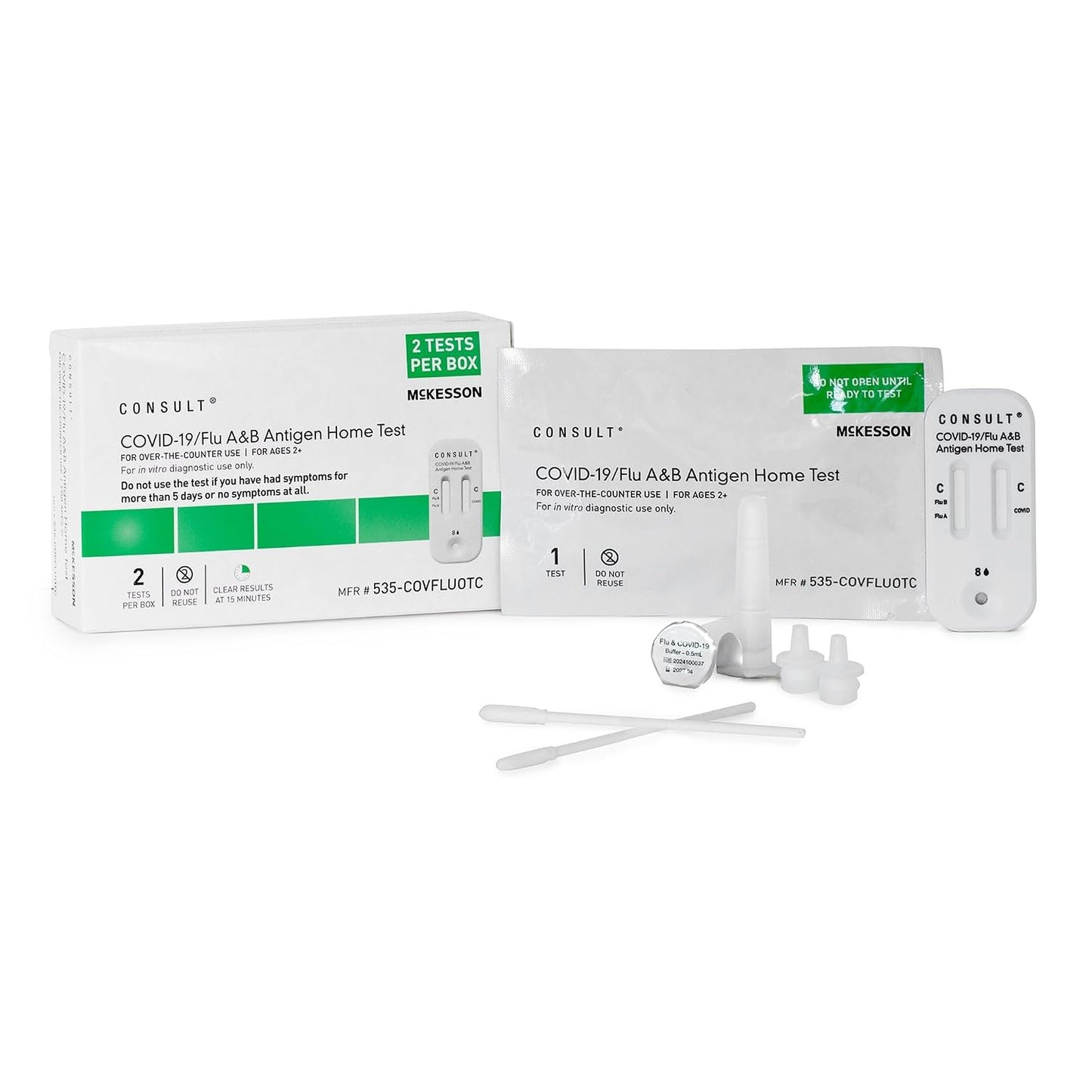 McKesson Consult COVID-19/Flu A&B Antigen At-Home Test Kit (20 Tests)