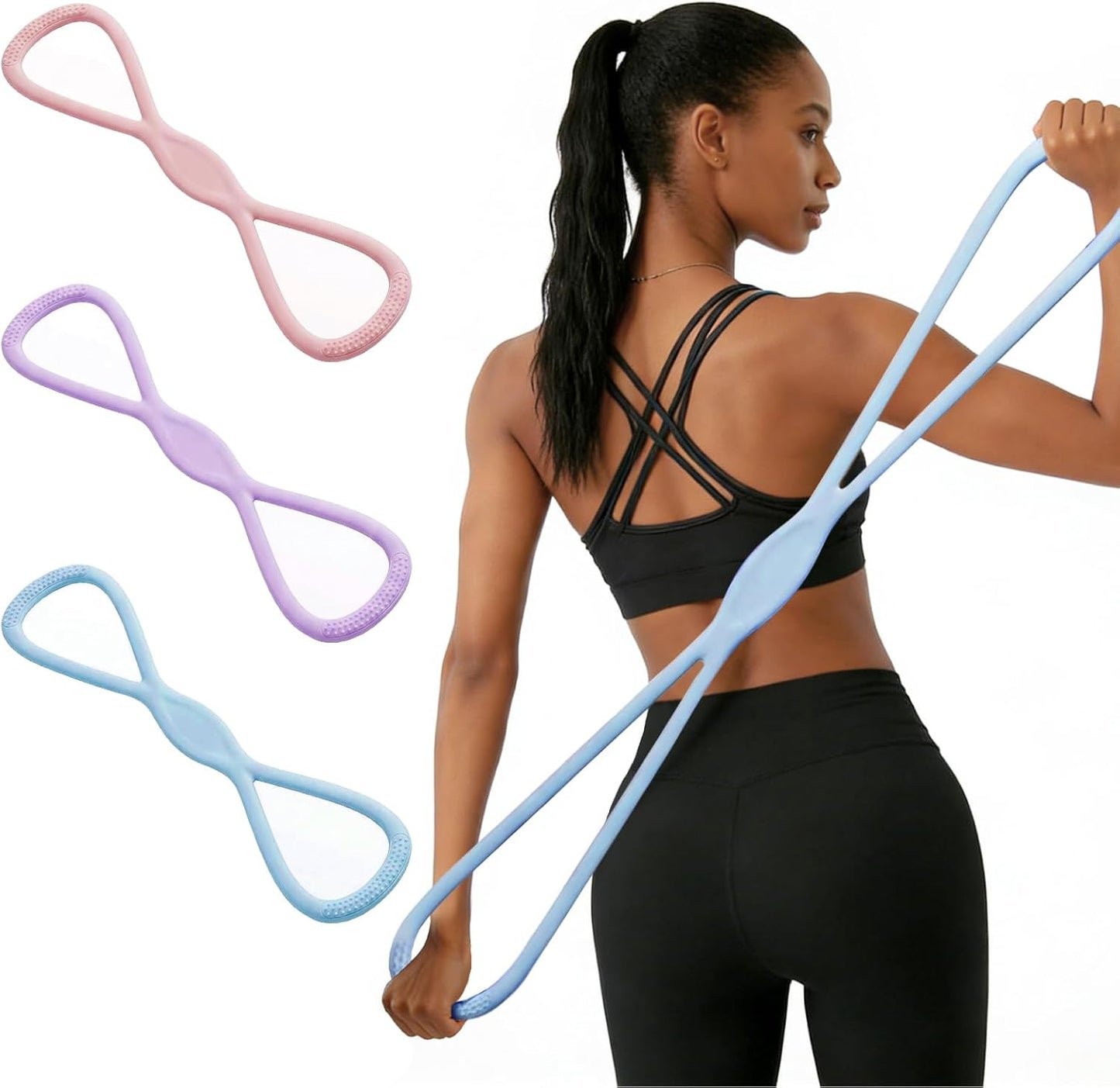 Figure 8 Resistance Bands for Women and Men, 8 Shaped Rubber Band for Fitness