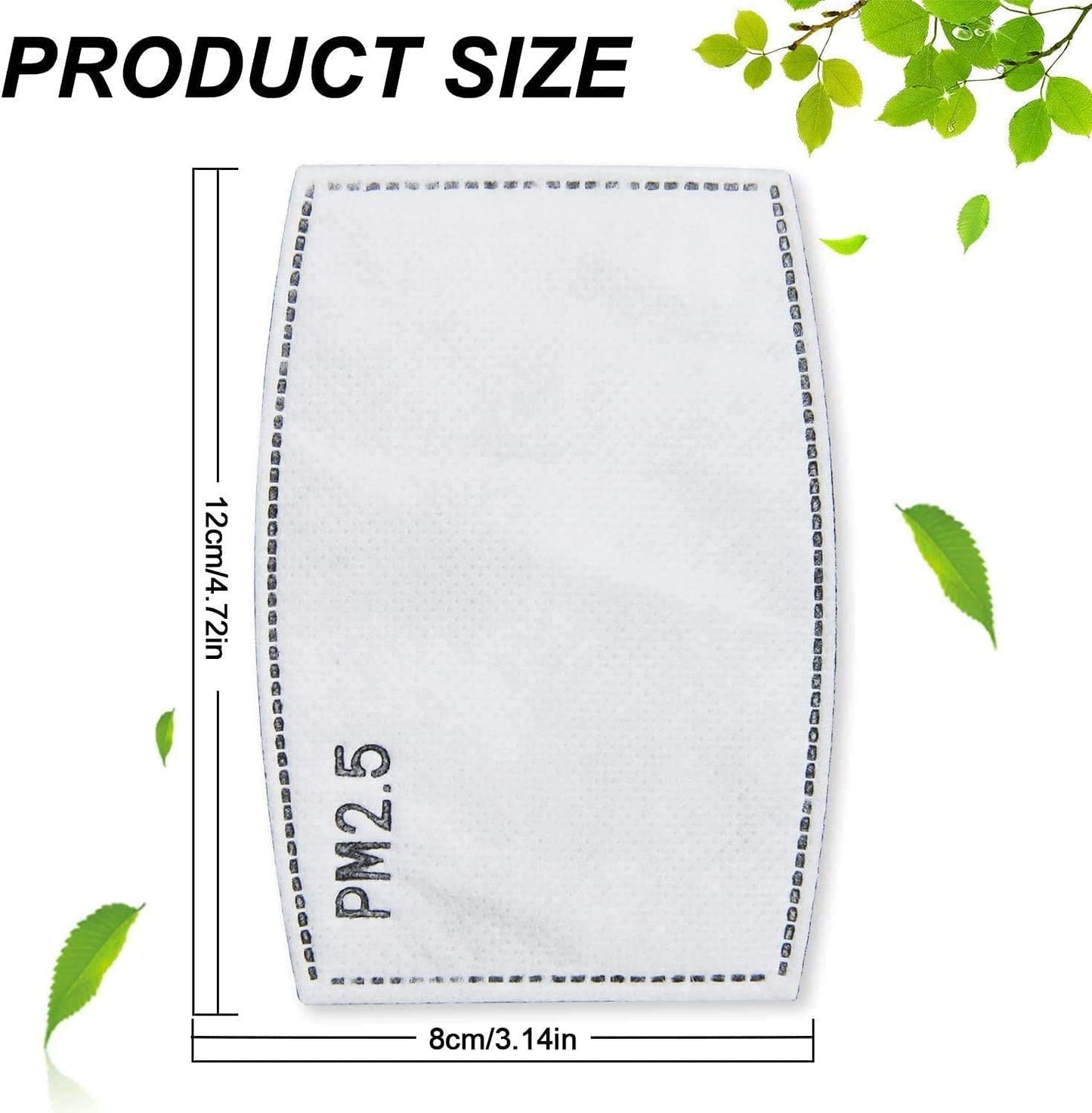 100Pcs PM2.5 Mask Filters 5 Layers Activated Carbon Non-Woven Mask Filters for Outdoor Activities