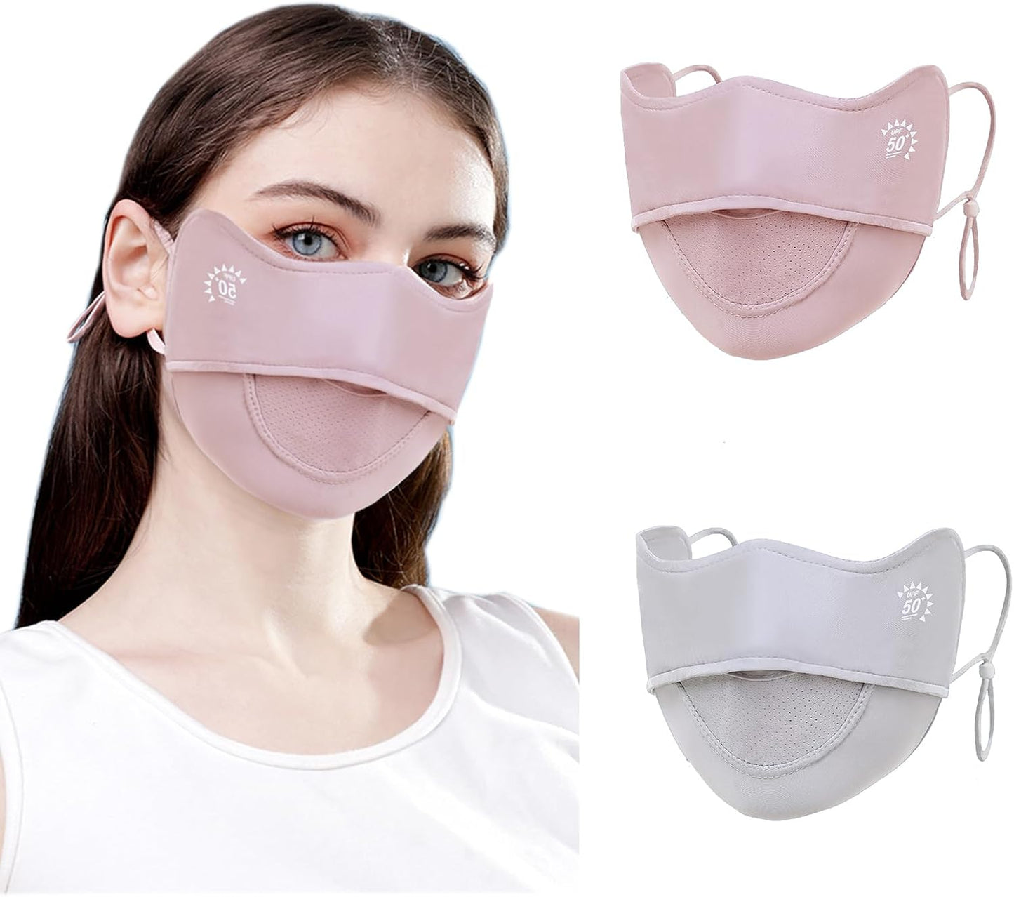 2Pcs UV Face Mask, Sun Masks for Women, Cooling Breathable Face Cover