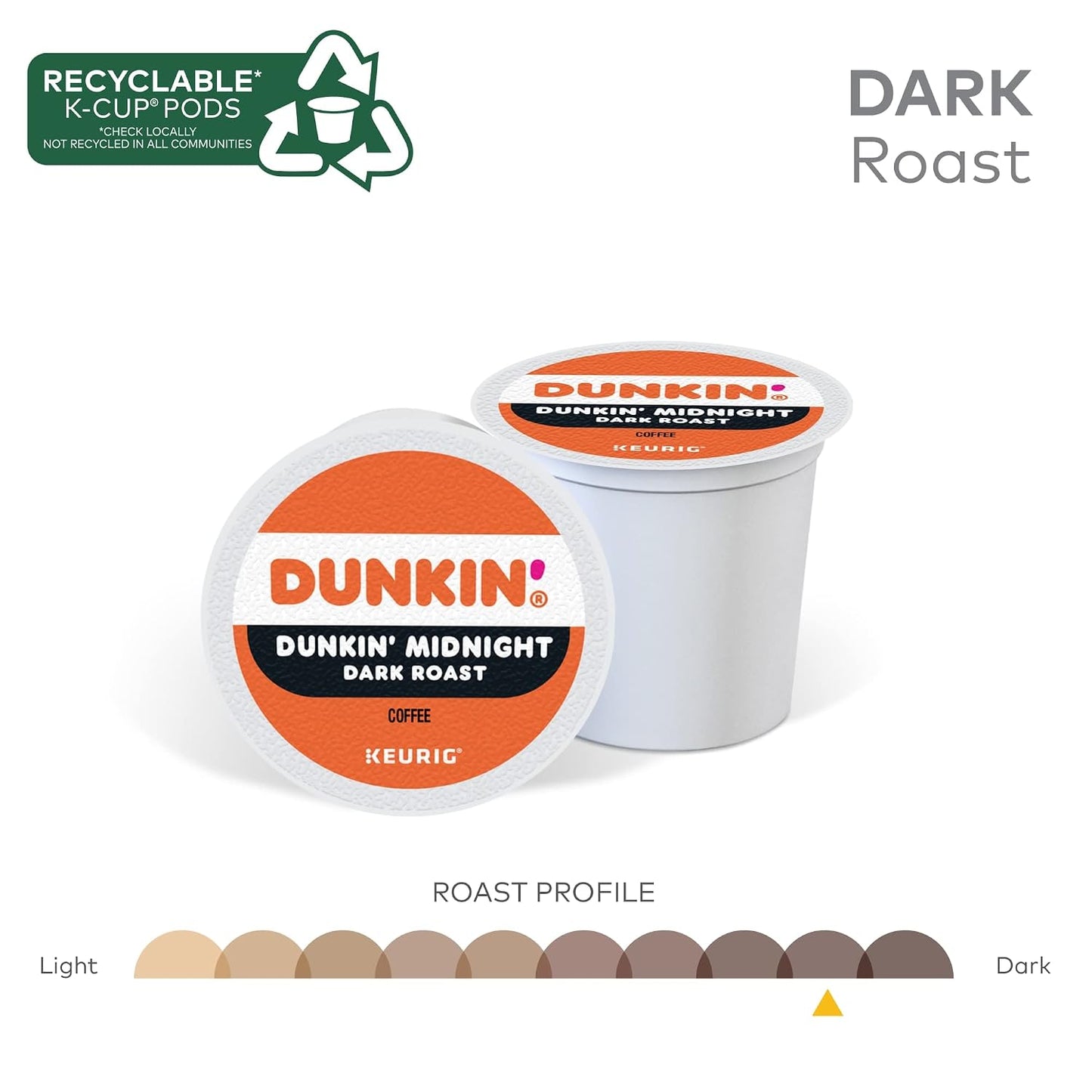 Dunkin' Single-Serve Coffee K-Cup Dark Roast Carton of 4 Boxes of 22