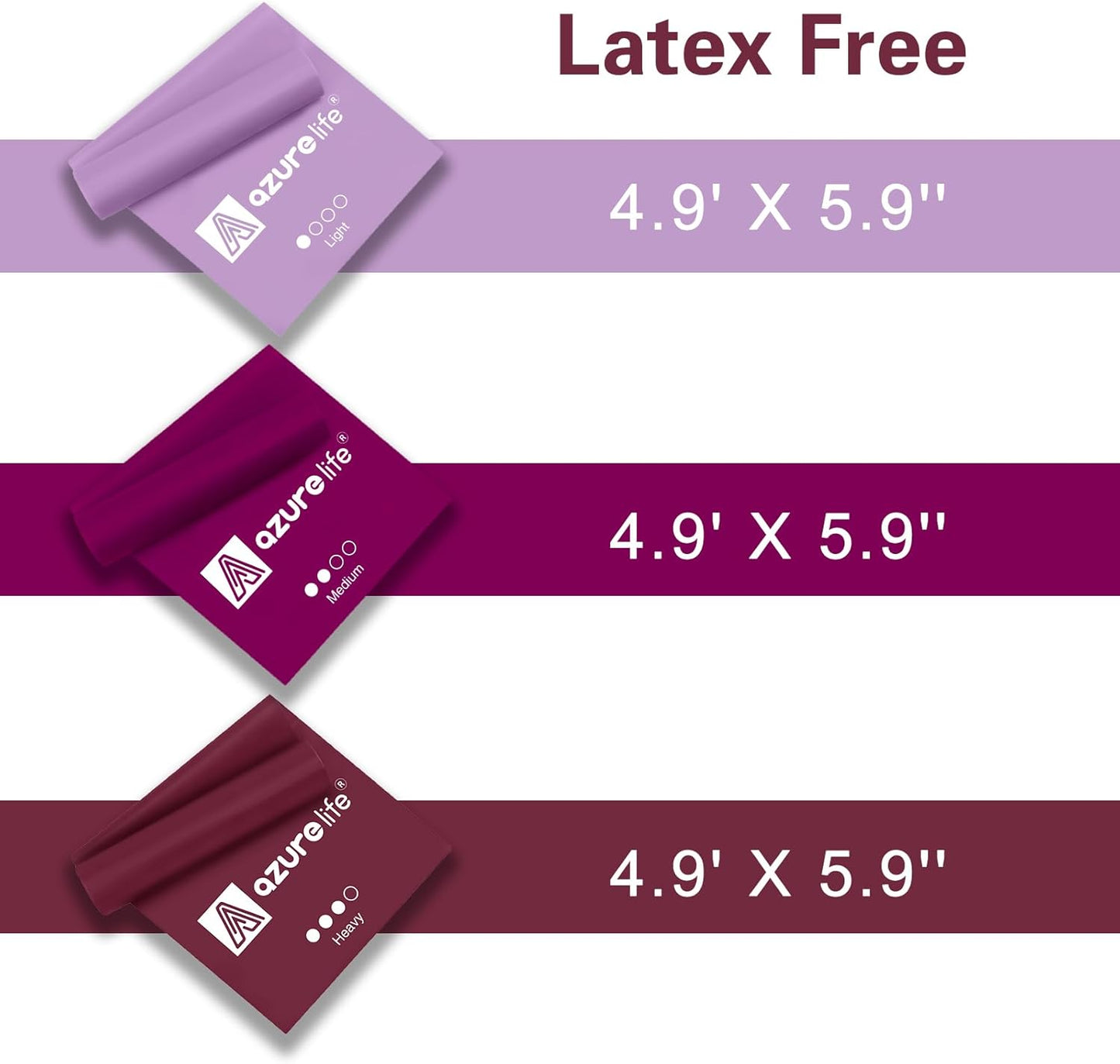 AZURELIFE Resistance Bands, Professional Non-Latex Elastic Stretch Bands for Physical Therapy and Strength Training