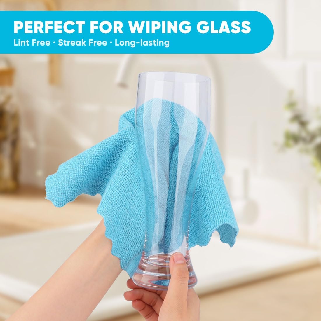 Orighty Microfiber Cleaning Cloth - 24 Pack, Cleaning Rags 12x11 inch | Highly Absorbent Household Cleaning Supplies, Reusable Microfiber Towels Lint Free Cloths for House, Kitchen, Car Care