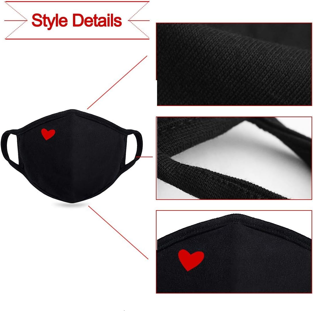 Comfso Cotton Cloth Heart Face Masks with Adjustable Nose Bridge