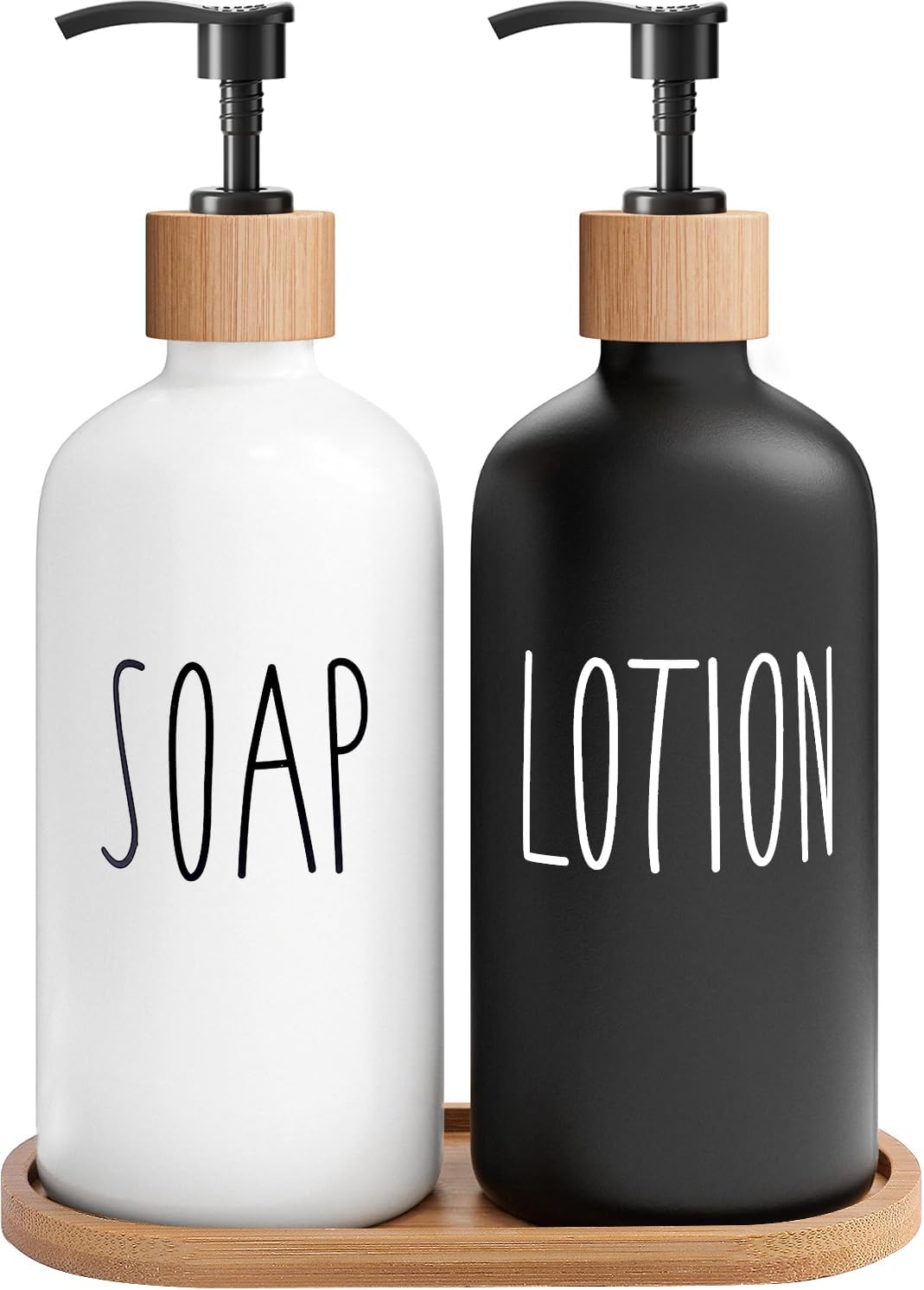MOMEEMO Soap Dispenser Set, Black & White | Contains Hand and Dish Soap Dispenser, Suitable for Kitchen Decor