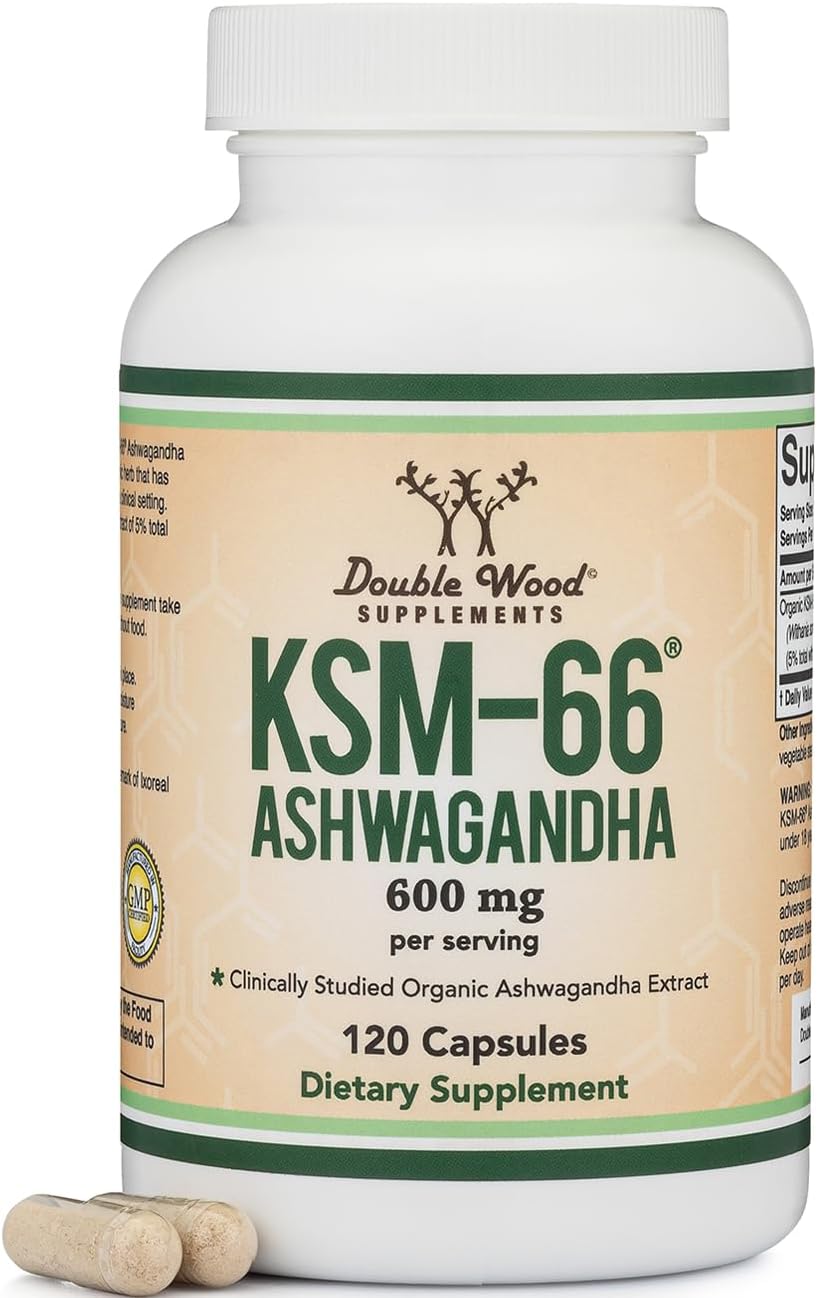 Double Wood Supplements Ashwagandha KSM 66 Organic Extract 600mg