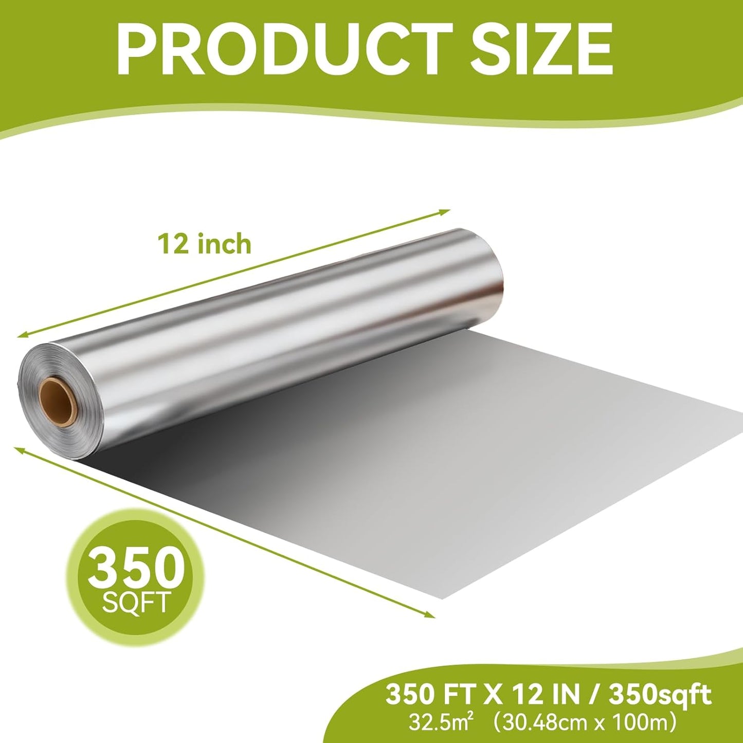 Aluminum Foil Roll, 12in x 350Sq Ft Aluminum Foil, Thick Strong Tin Foil with Cutter, Food Safe Cling Wrap for Cooking, Baking, Roasting, Grilling, Freezer Storage