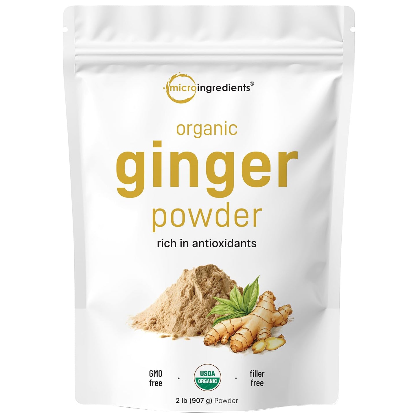 Organic Ginger Powder 2lbs - Premium Spice & Seasoning for Baking, Cooking & Tea