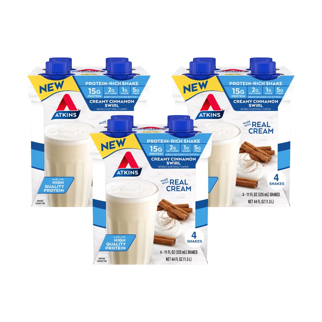 Atkins Dark Chocolate Royale Protein Shake, High Protein Shakes, Low Glycemic, Low Carb and Low Sugar Chocolate Flavored Protein Shakes, Keto Friendly, 12 Count