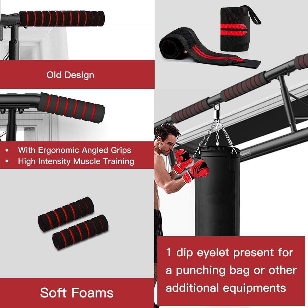 AmazeFan Pull Up Bar Doorway with Ergonomic Grip - Home Gym Chin-Up Frame
