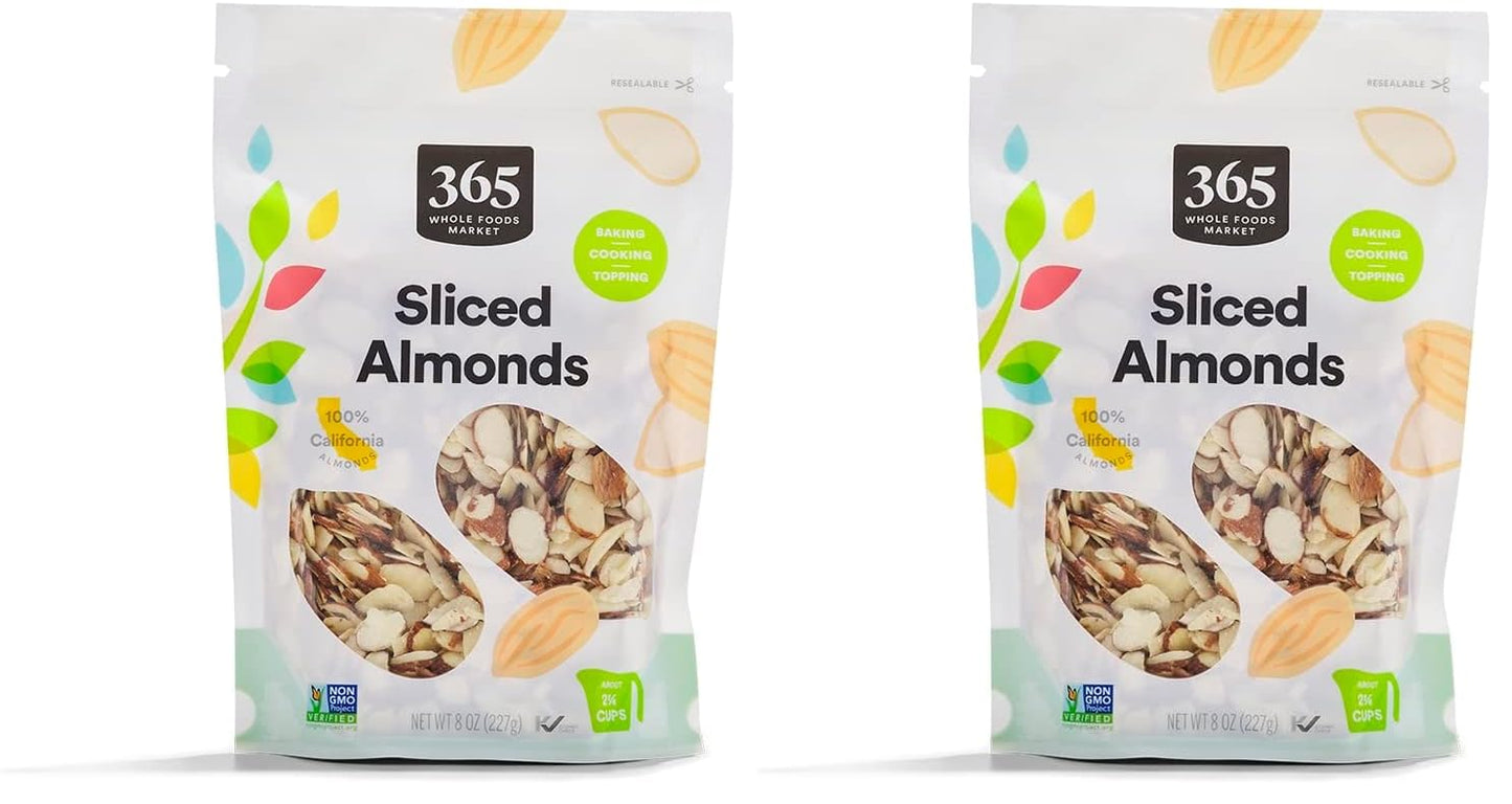 365 by Whole Foods Market, Sliced Almonds, No Sugar Added, 8 Ounce Bag for Baking and Cooking