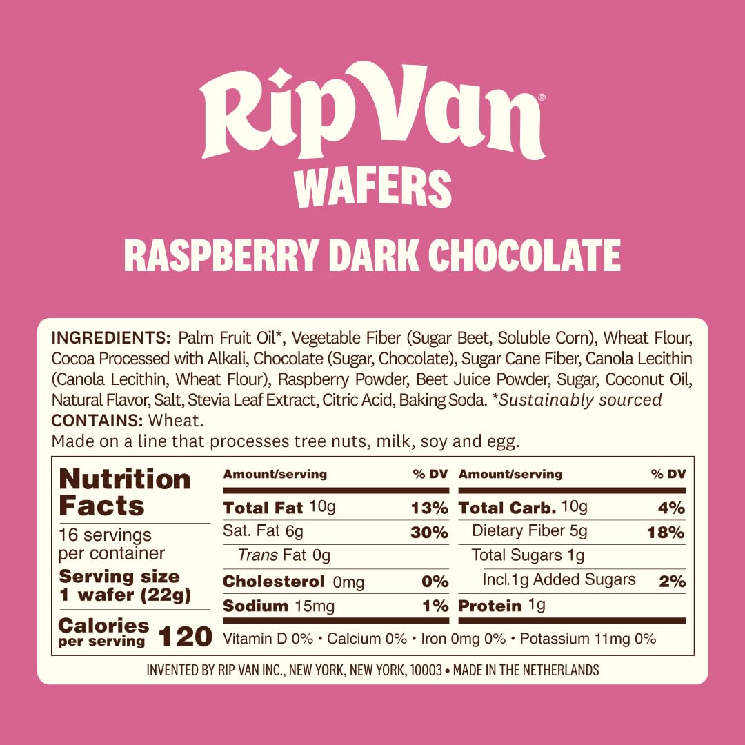 Raspberry and Dark Chocolate Wafer Cookies, 16 Count, Individually Wrapped