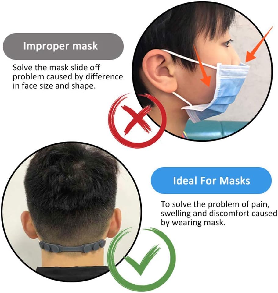 4 PCS Black Extended Silicone Bands Anti-Tightening Strap for Masks
