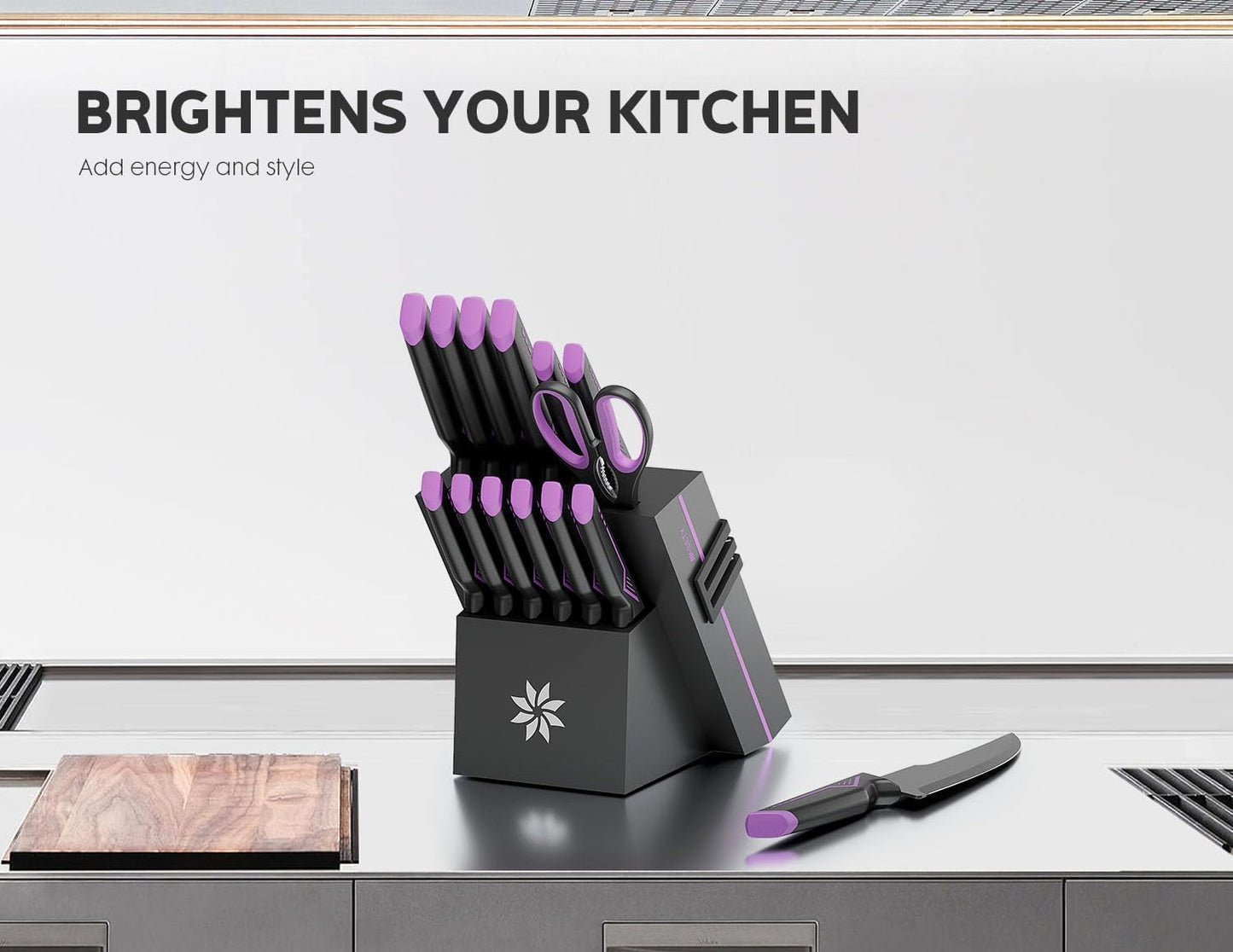 ASETY Knife Set, 15 PCS Kitchen Knife Set with Built-in Sharpener Block | Razor Sharp, Dishwasher Safe knives, Stainless Steel Knife Block Set, Ergonomic Non-Slip Handle, Elegant Box for Men Women