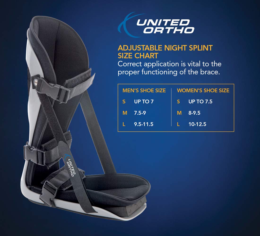United Ortho Plantar Fasciitis Adjustable Leg Support Brace Large Black