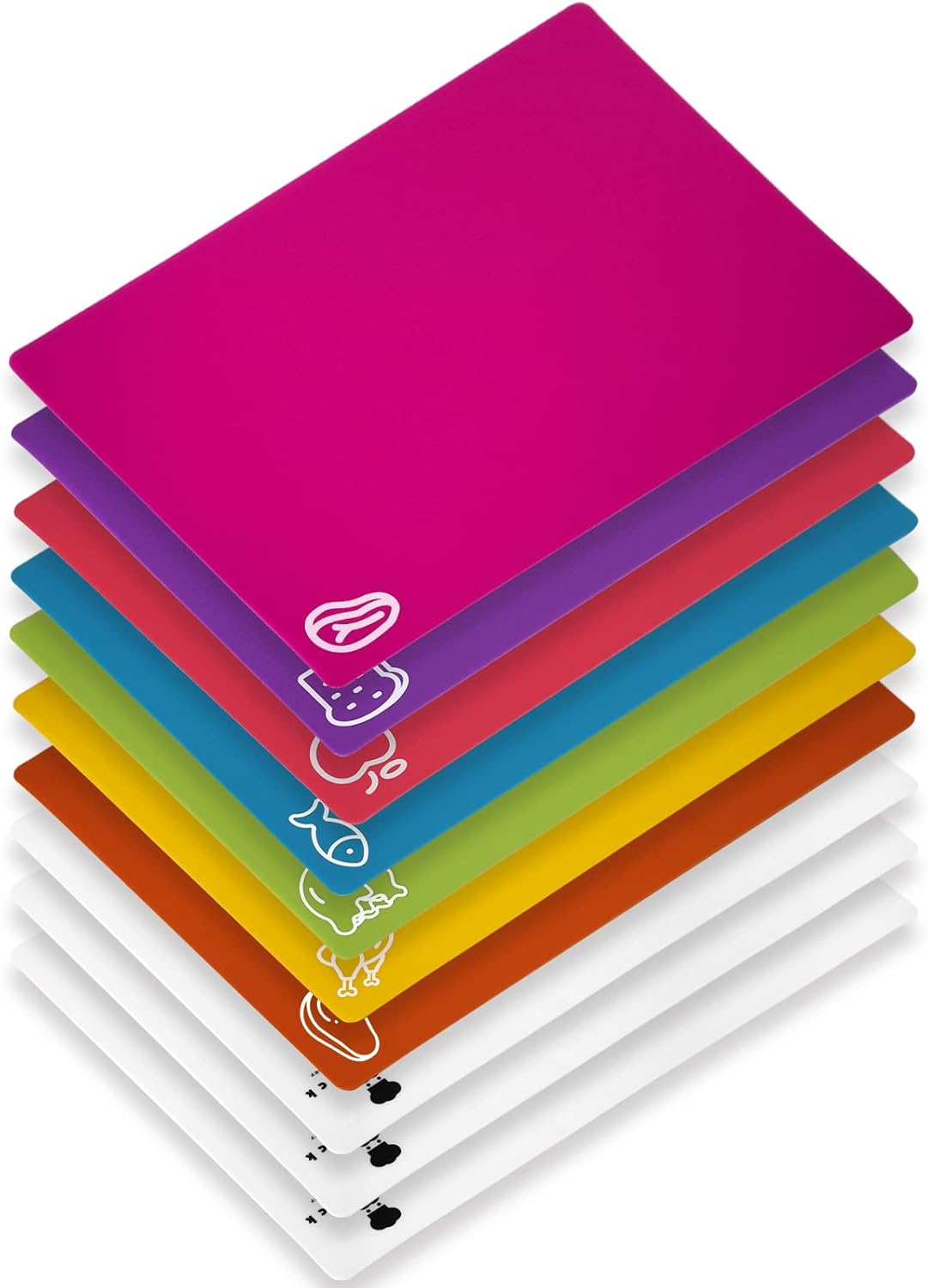 Goodluck 5 Pieces Flexible Cutting Boards, BPA Free Plastic Cutting Boards for Kitchen, Non Slip Cutting Mat for Meat and Vegetables