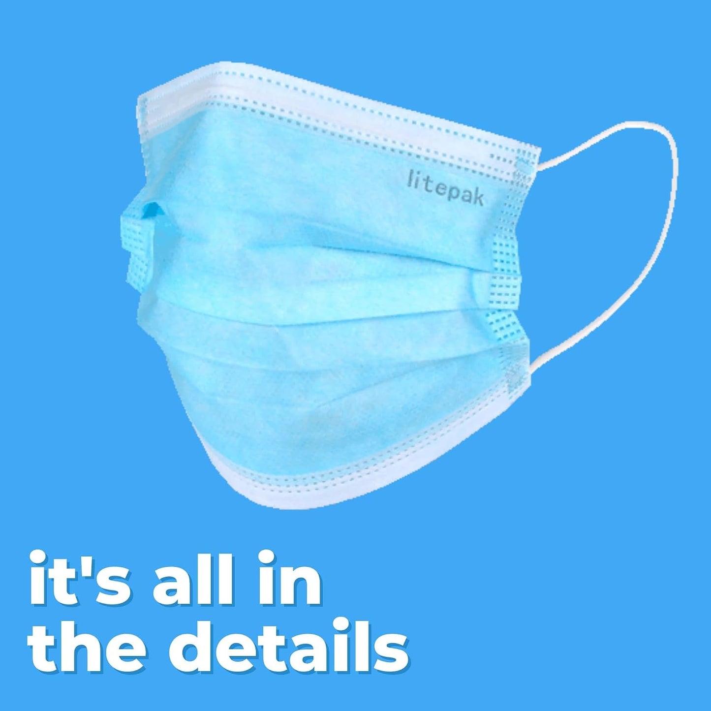 Litepak 2,000 Disposable Face Masks - Breathable Blue Face Masks