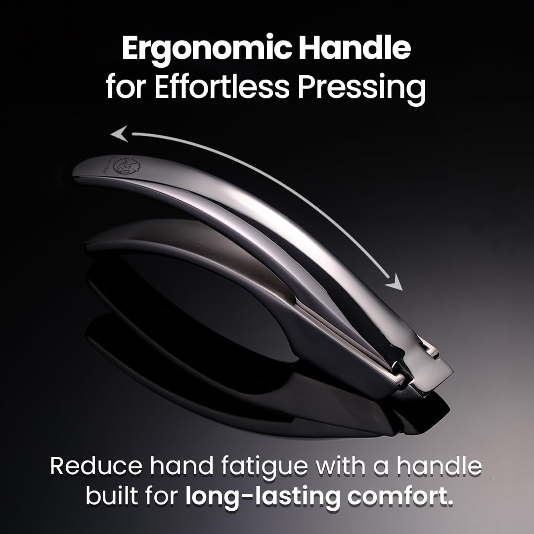 No Peeling Required Garlic Press Stainless Steel with Detachable Handle for Fine Mincing-Premium Garlic Mincer Tool, Rust-Proof, Easy to Clean, Dishwasher Safe Garlic Crusher with Lifetime Replacement