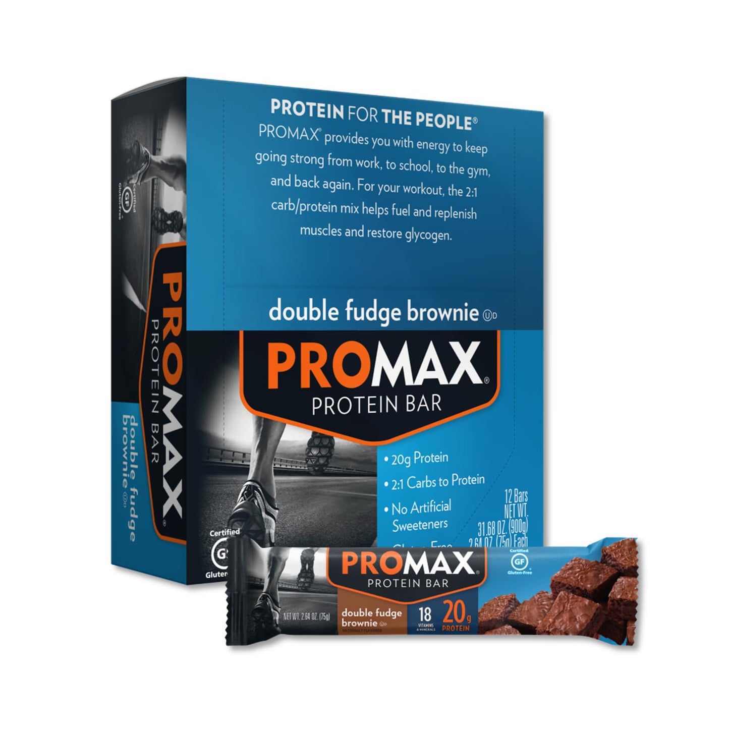 Promax Chocolate Chip Cookie Dough Protein Bar, 20g Protein, Gluten Free, 12 Count