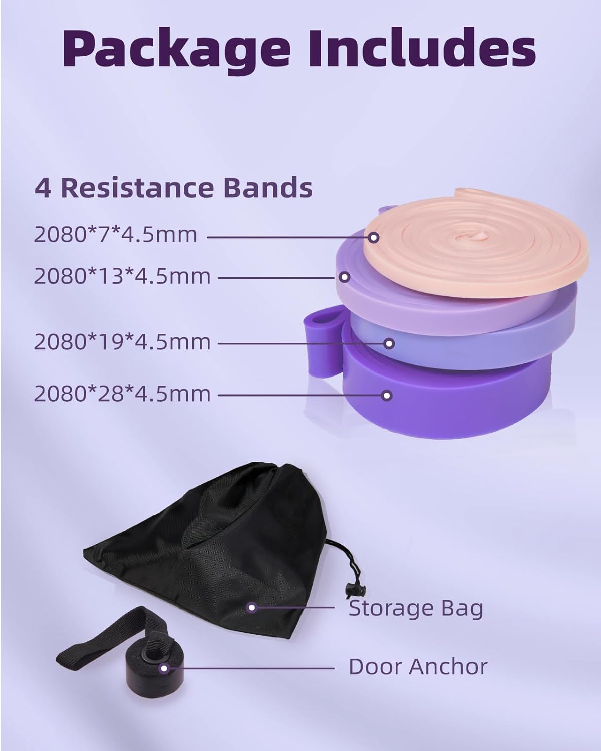 Fitense Resistance Bands Set - Pull Up Bands for Men & Women, 4 Levels, Anchor, Poster & Pouch