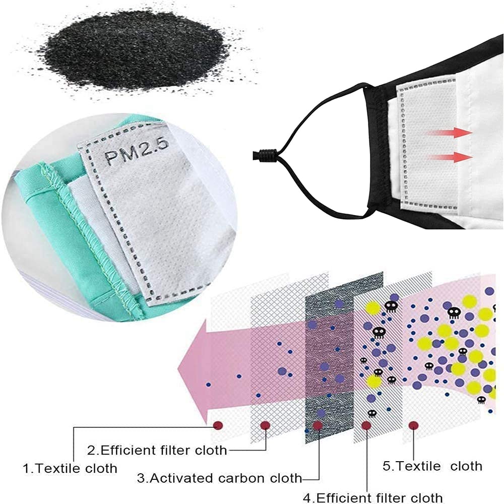 100Pcs PM2.5 Mask Filters 5 Layers Activated Carbon Non-Woven Mask Filters for Outdoor Activities