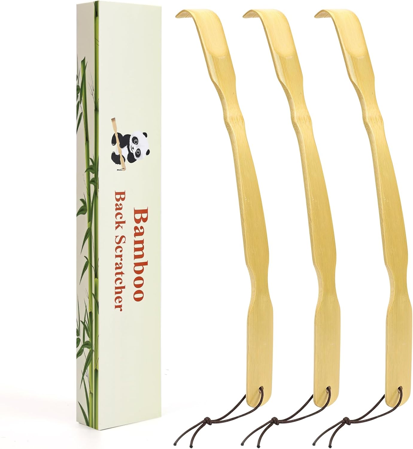 YIMICOO 2 Pack 17 Inch Long Wooden Bamboo Back Scratchers for Adults