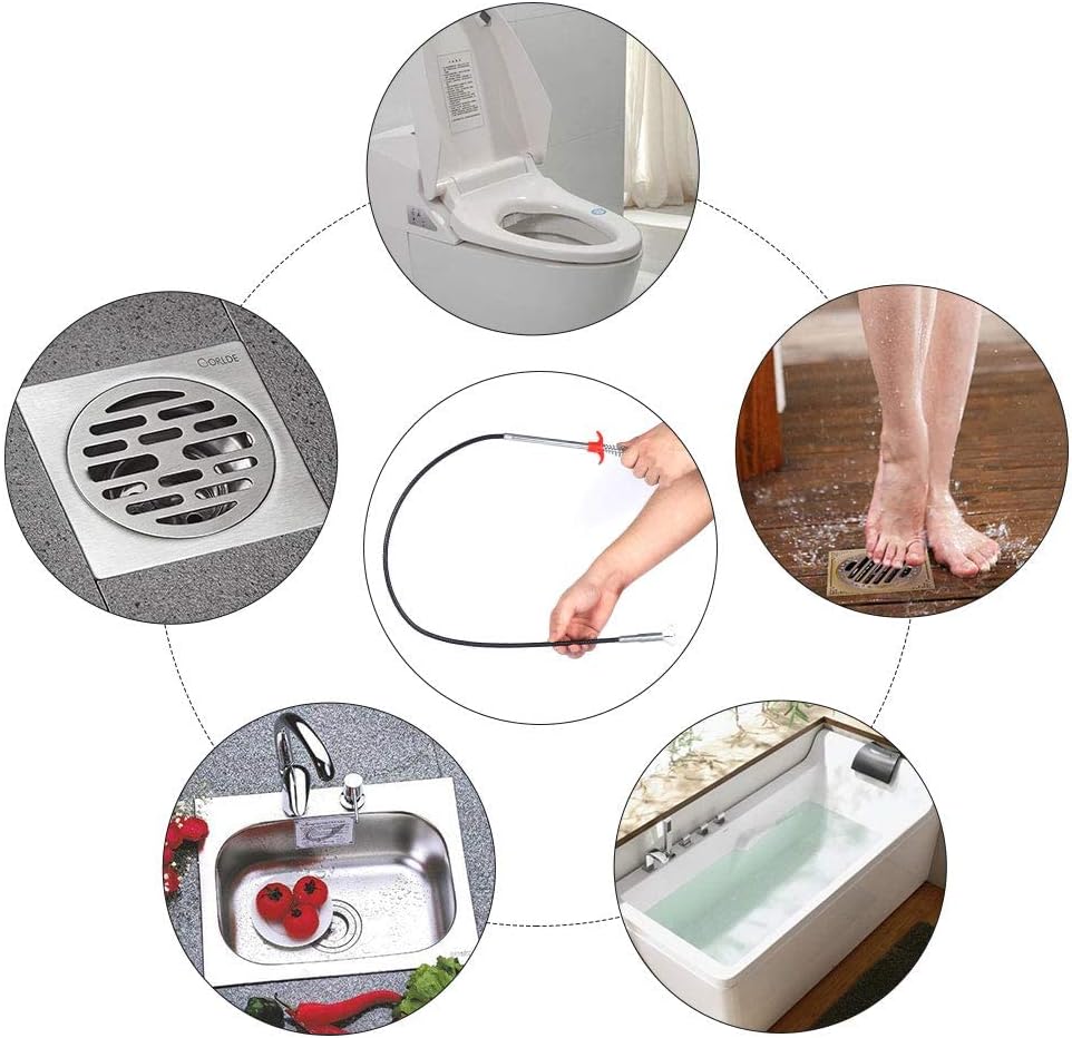 DR.PEN Flexible Grabber Claw Pick Up Reacher Tool (Drain Clog Remove Tool), With 4 Claws Bendable Hose Pickup Reaching Assist Tool for Litter Pick, Home and Kitchen Sink, Drains, Toilet (35.4 inch)