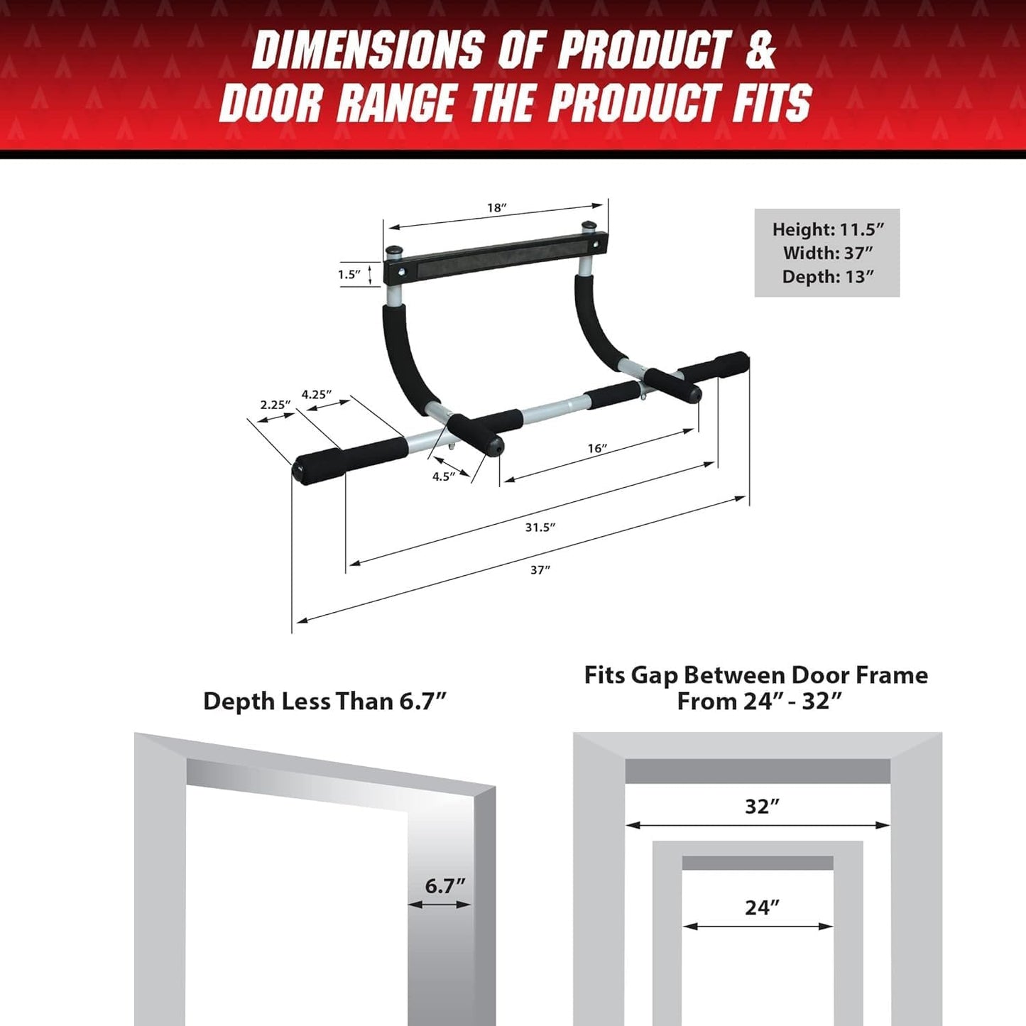 Iron Gym Pull-Up Bar - Total Upper Body Workout, Adjustable Width, Portable Doorframe Chin-Up Bar
