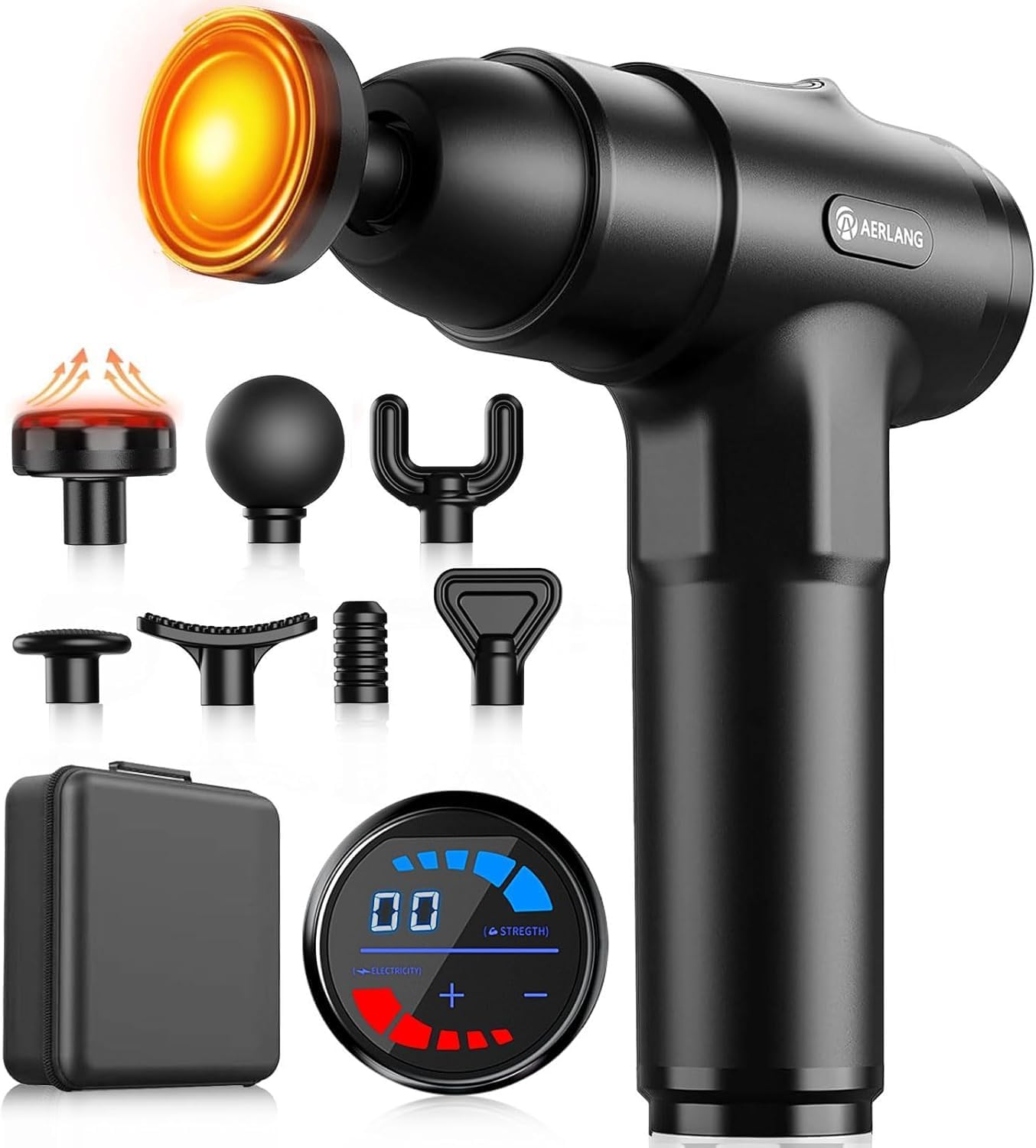 AERLANG Massage Gun with Heat for Deep Tissue Pain Relief and Muscle Percussion