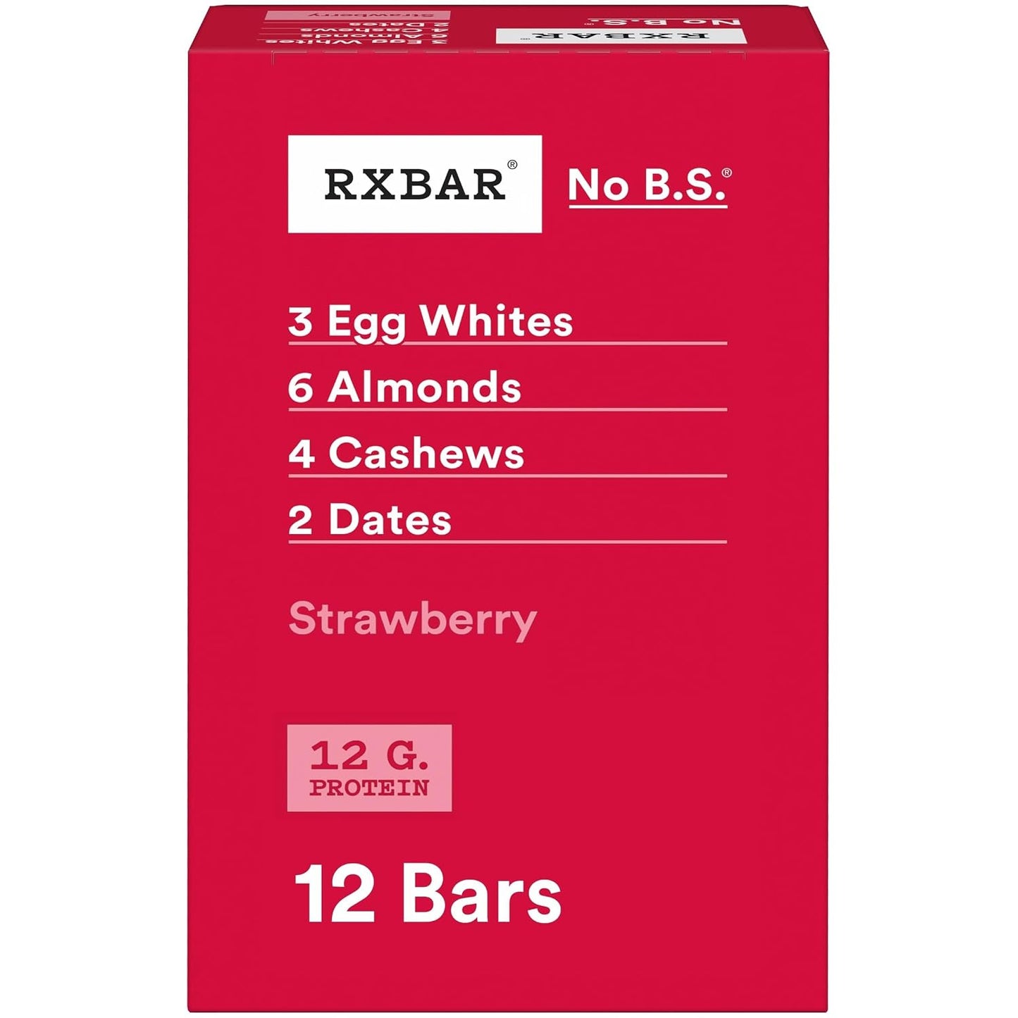 RXBAR Protein Bars, 12g Protein, Gluten Free Snacks, Strawberry, 12 Count Box