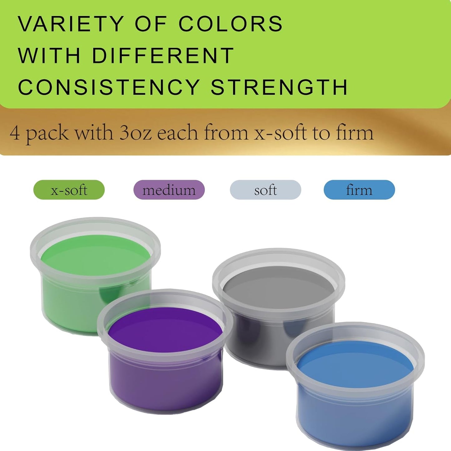 Theramandu Therapy Putty Kit 4 Pack 3oz Each Hand Exercise Stress Relief