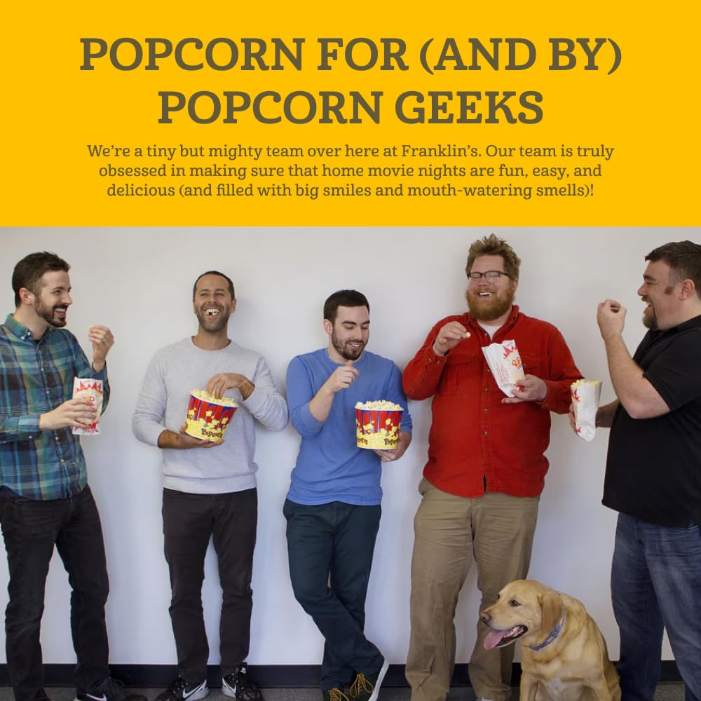 Franklin’s Gourmet Popcorn All-In-One Popcorn Packs for Popcorn Machine - 8oz Pack of 10 - Made in USA - Packs of Corn Kernels with Buttery Salt & Oil